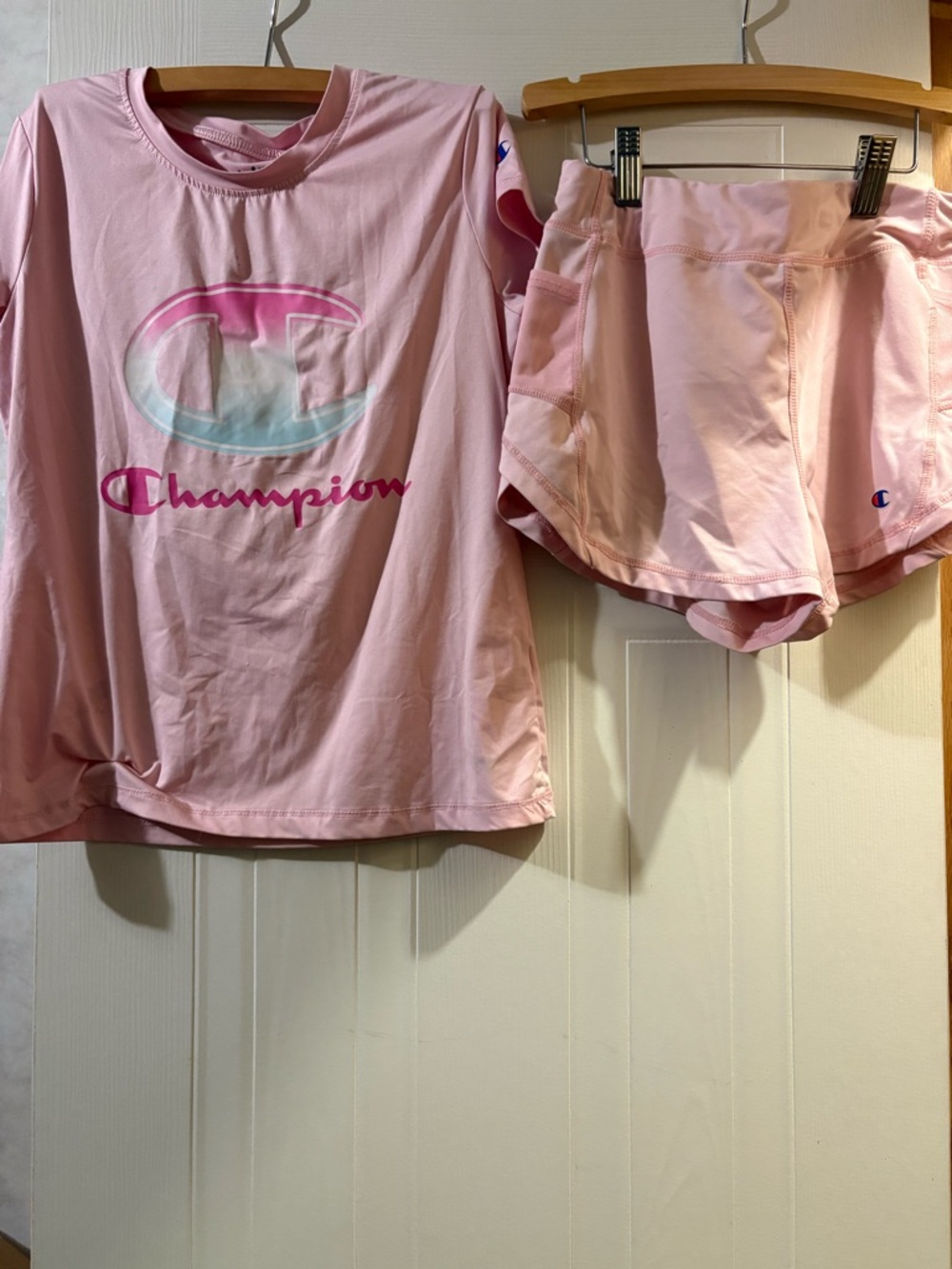 Champion Pink Two-Piece Athletic Top and Shorts Set
